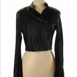 Bebe black cropped leather jacket